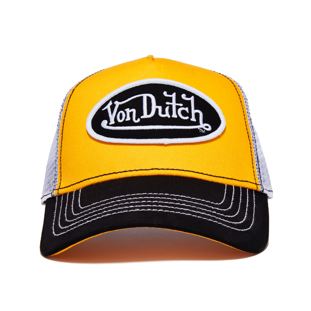 VON DUTCH GOLD AND BLACK TRUCKER HAT
