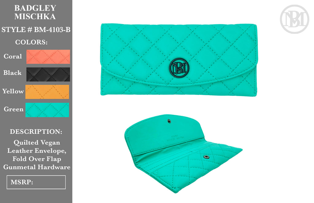 Badgley Mischka Quilted BM Long Wallet