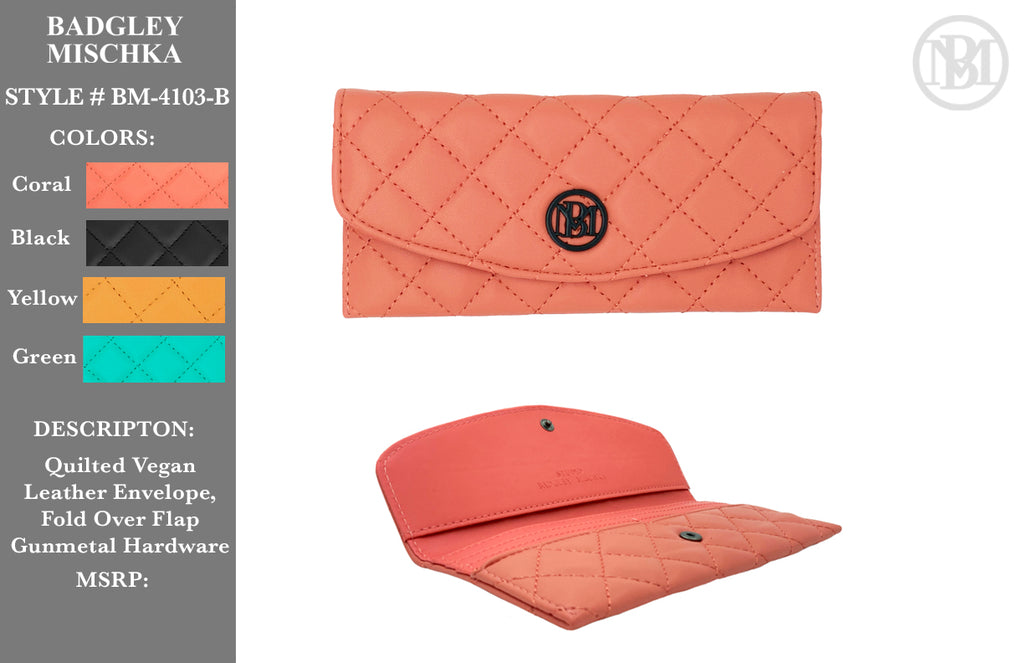 Badgley Mischka Quilted BM Long Wallet