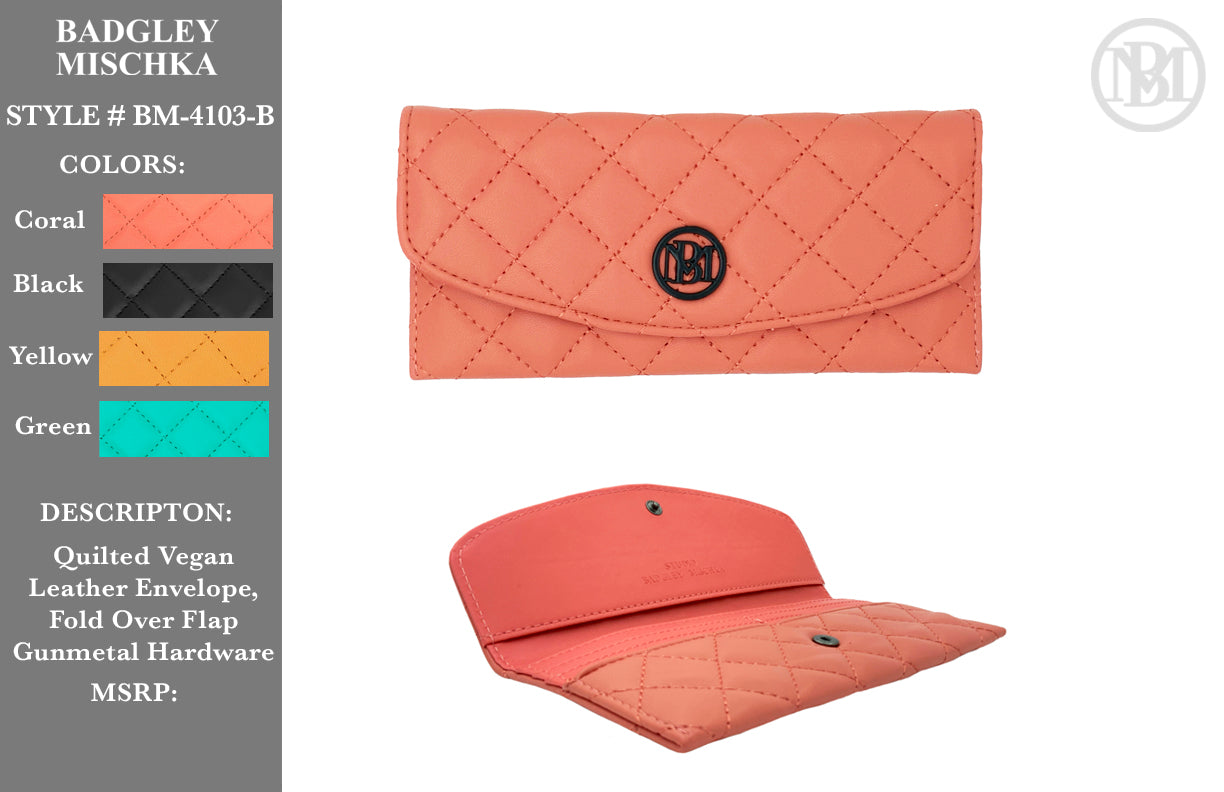 Badgley Mischka Quilted BM Long Wallet