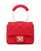 BADGLEY MISCHKA RED PEARL QUILTED HANDBAG