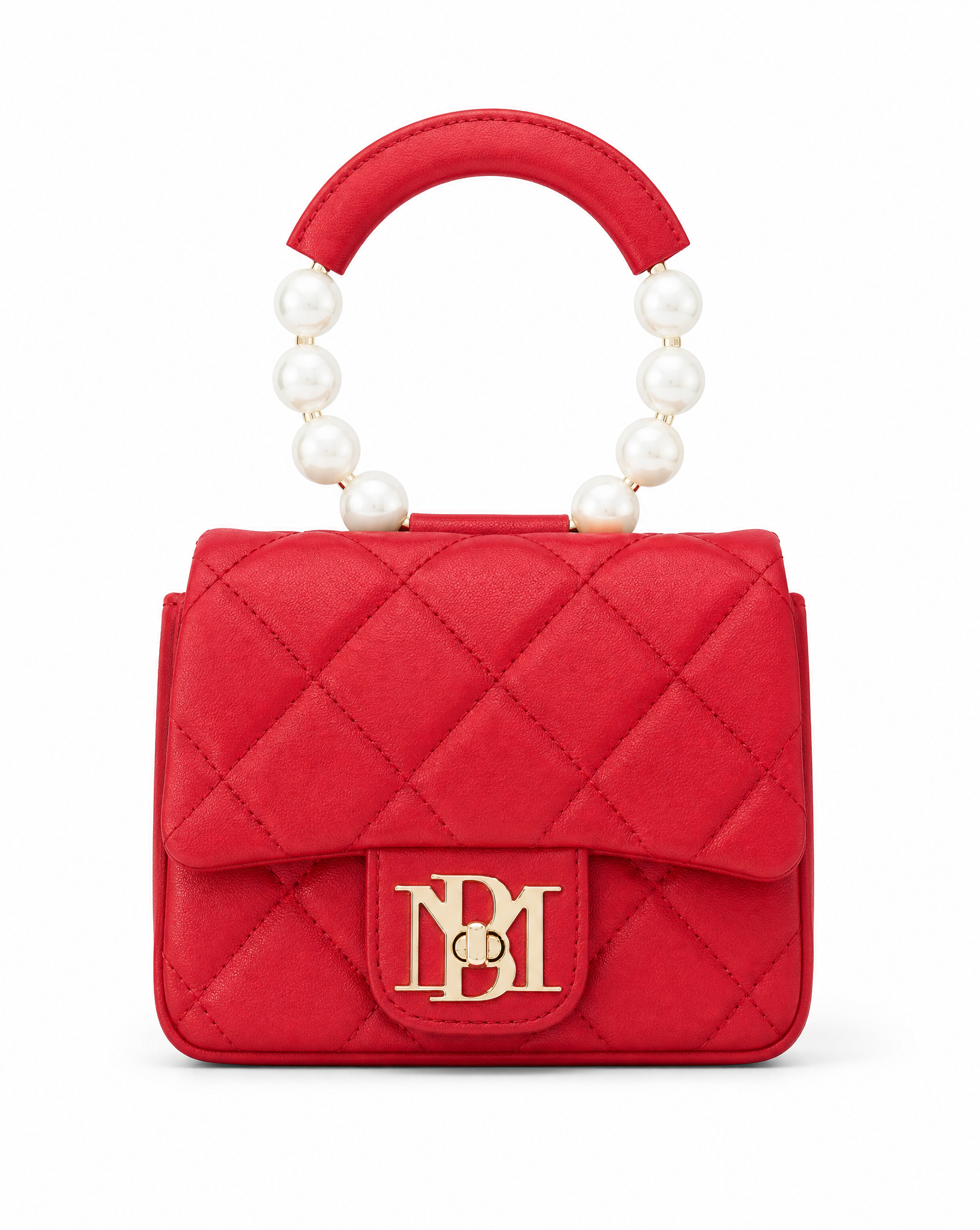 BADGLEY MISCHKA RED PEARL QUILTED HANDBAG