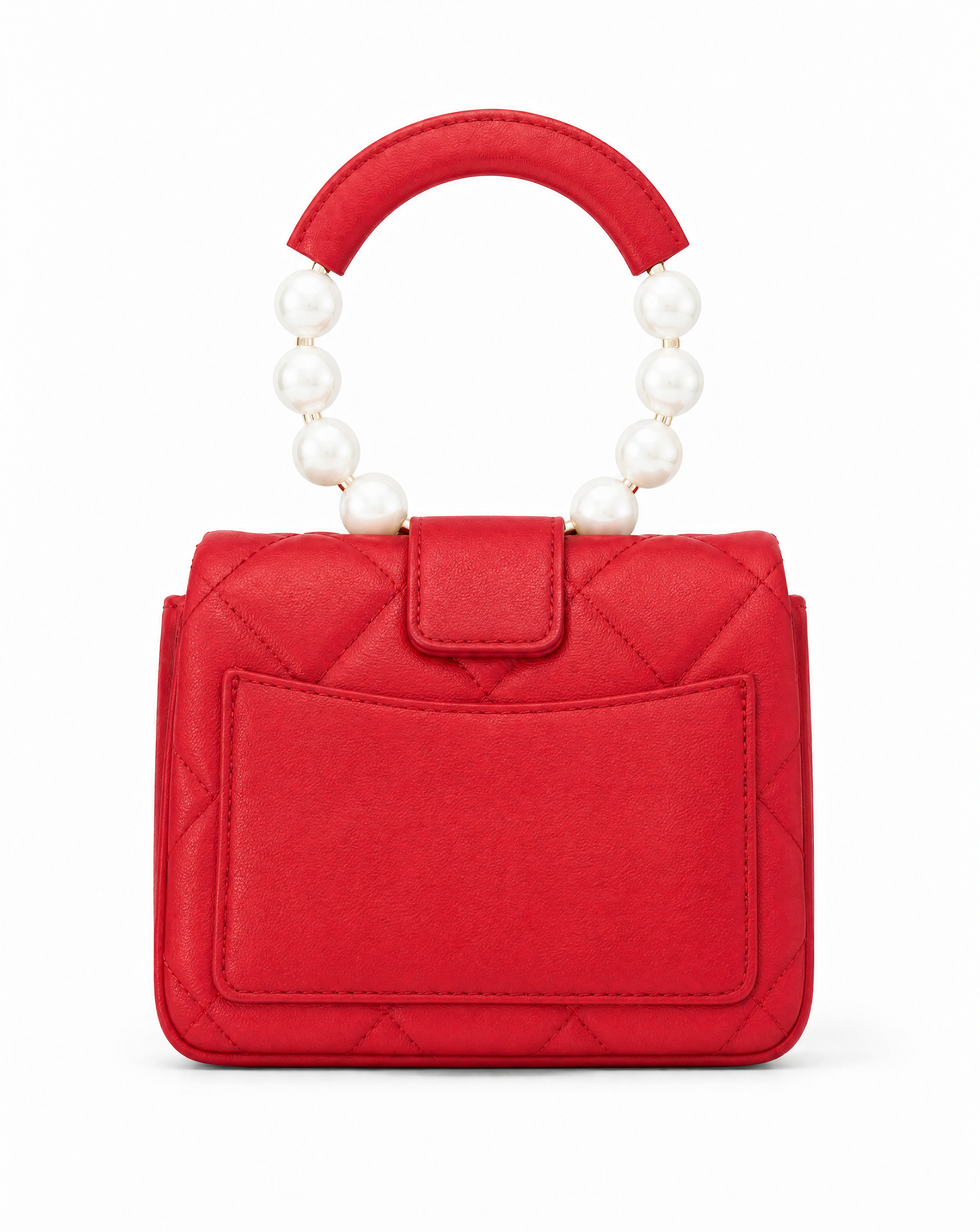 BADGLEY MISCHKA RED PEARL QUILTED HANDBAG