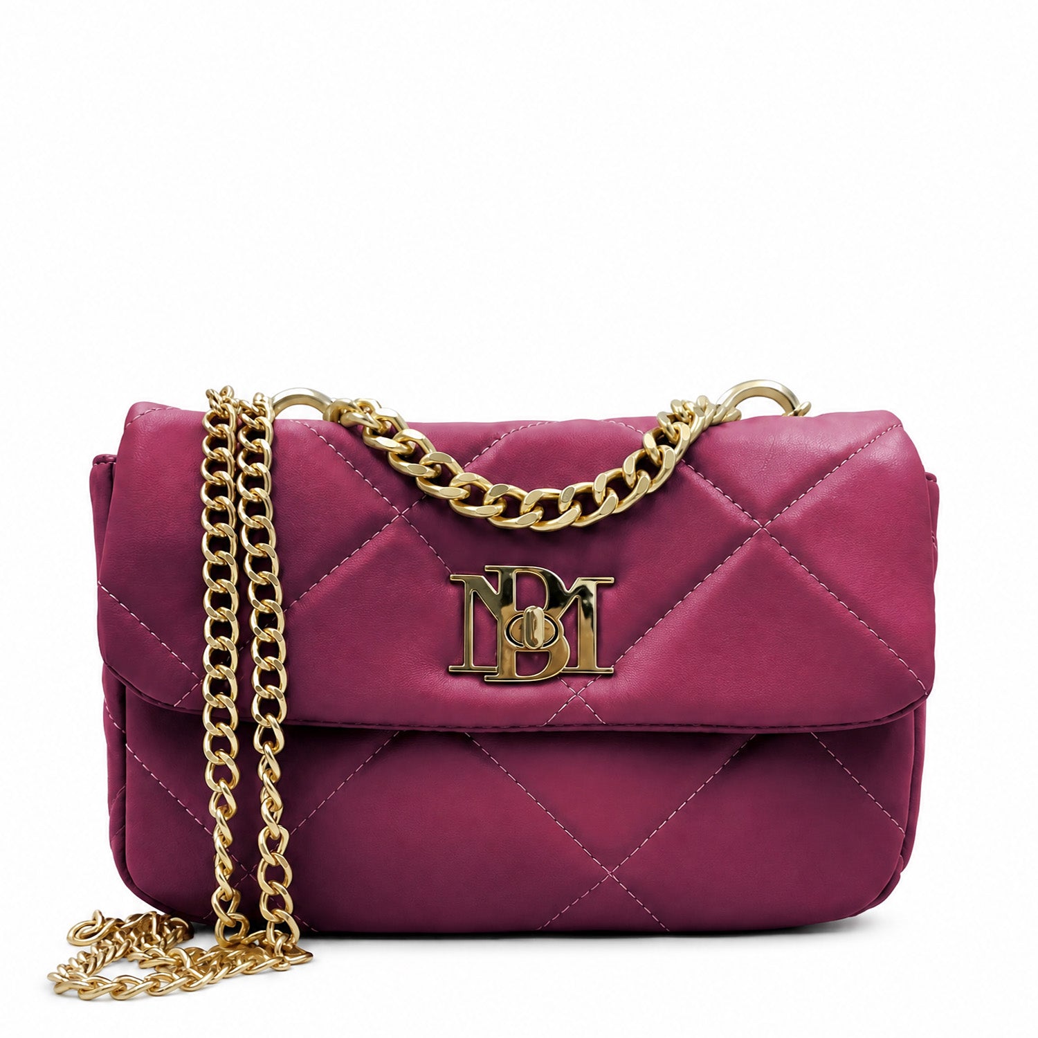 LARGE BADGLEY MISCHKA PLUM QUILTED CROSSBODY BAG