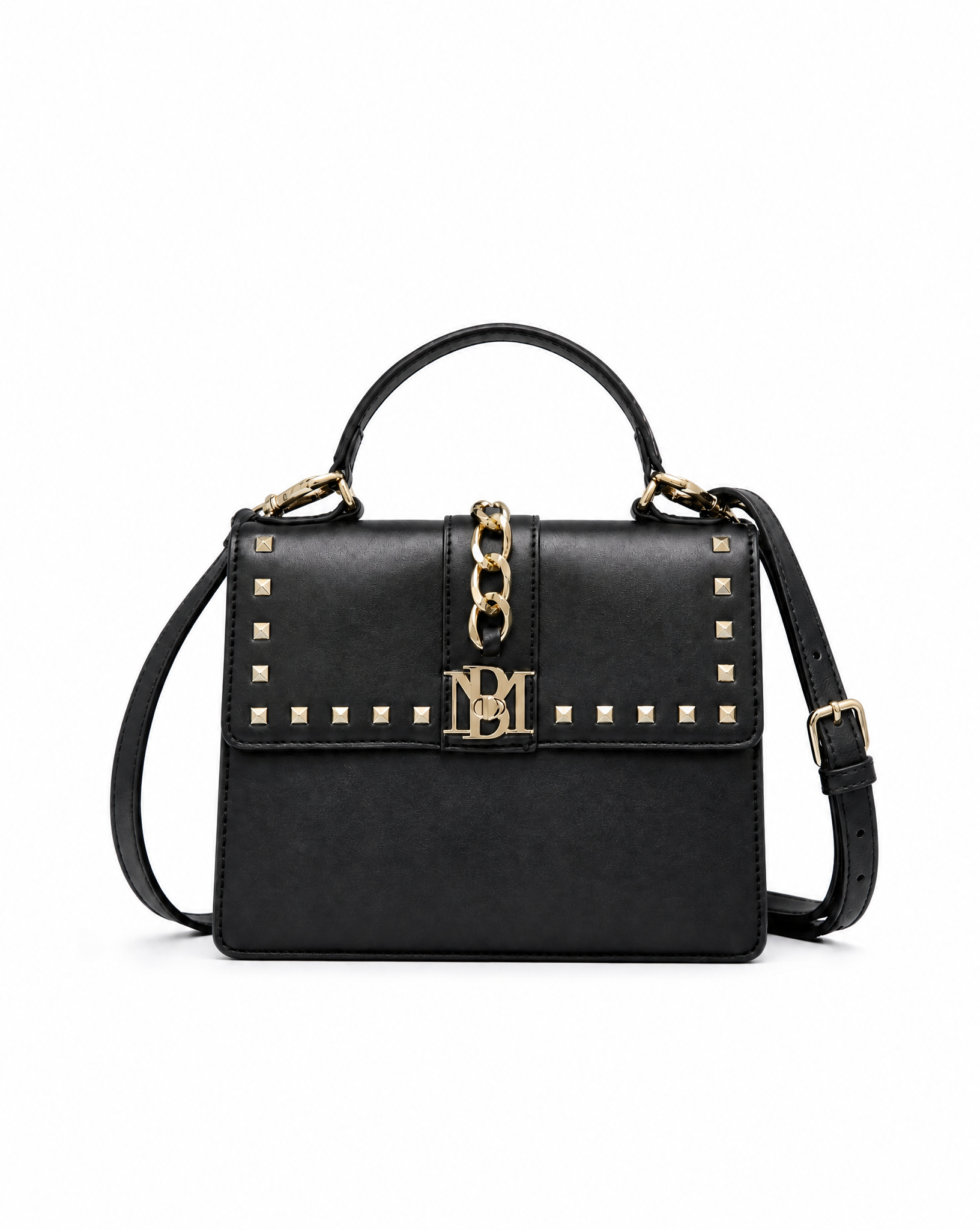 Badgley Mischka Studded Handbag with Chain Detail and Crossbody Strap