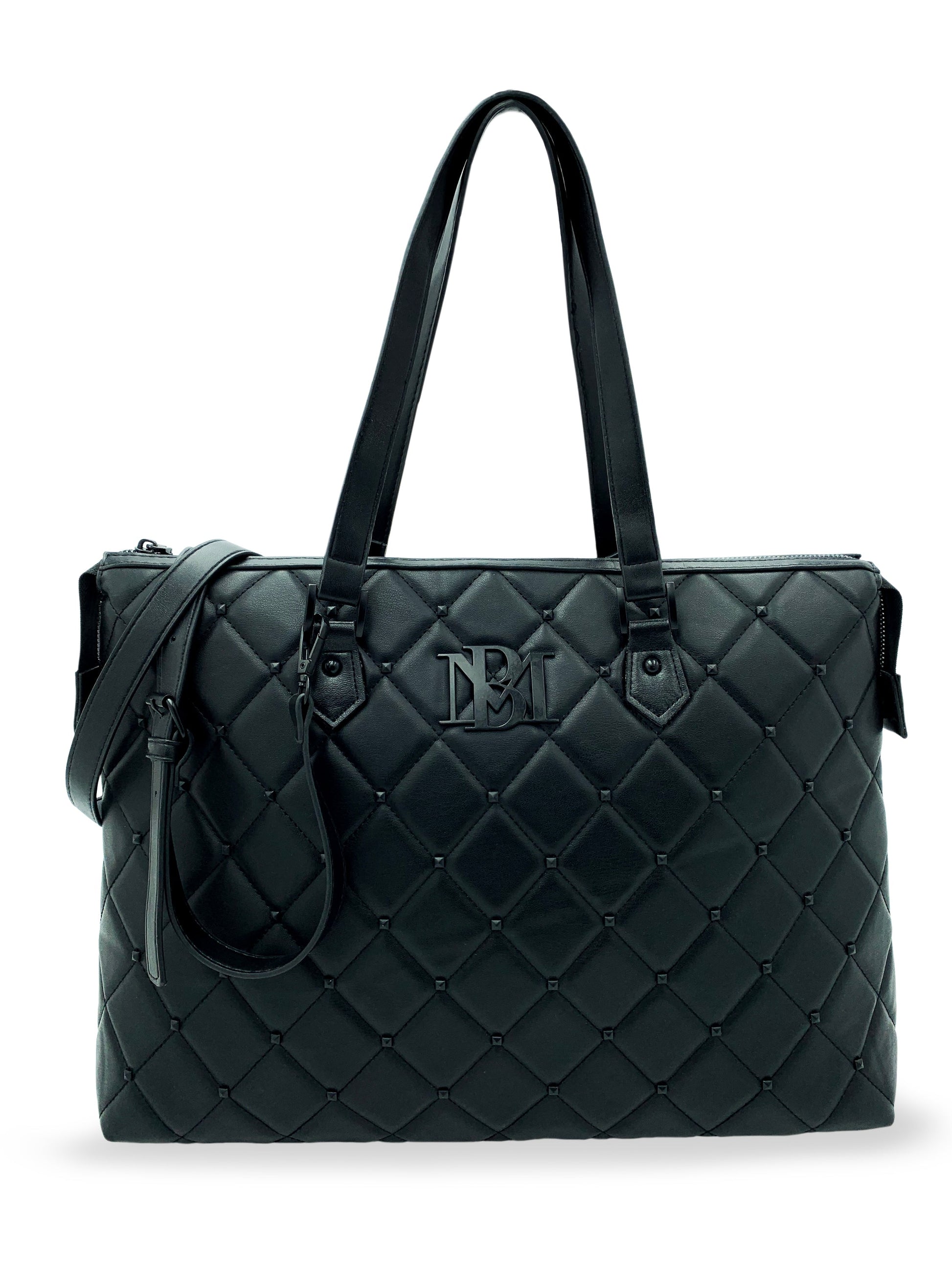 Badgley Mischka Quilted Tote Bag with Crossbody Strap