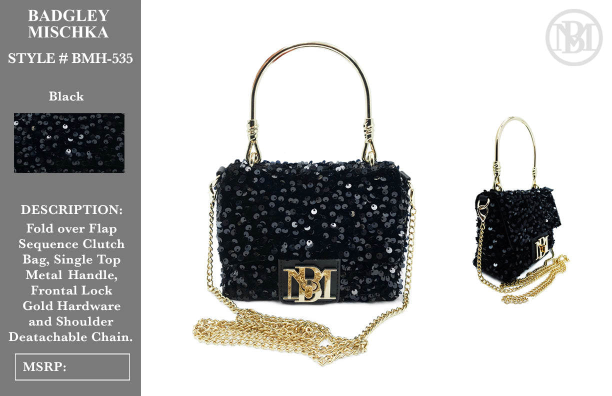 Sequin Gold Metal Handle Bag