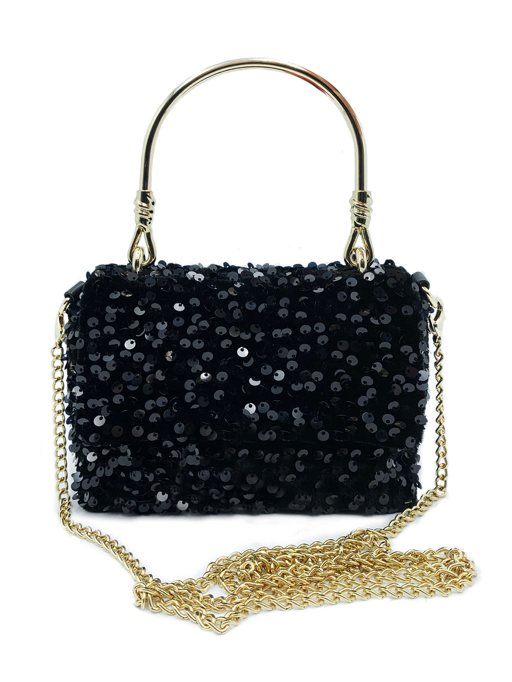 Sequin Gold Metal Handle Bag