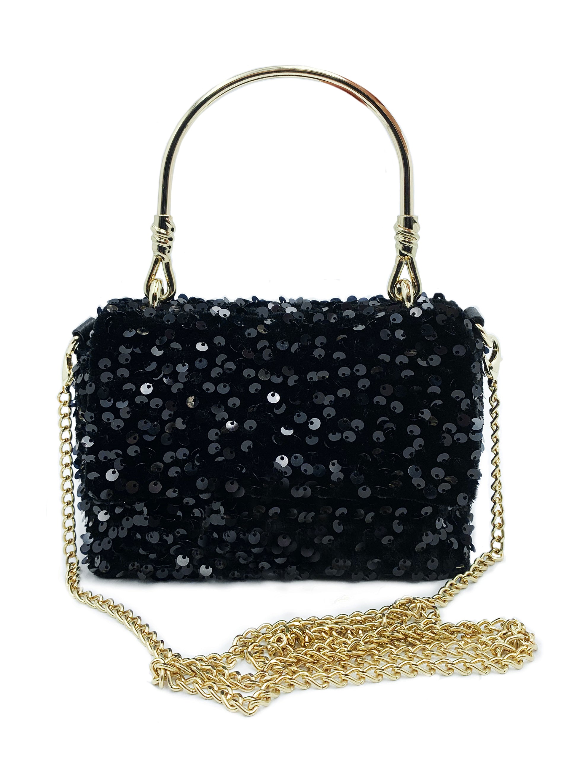 Sequin Gold Metal Handle Bag