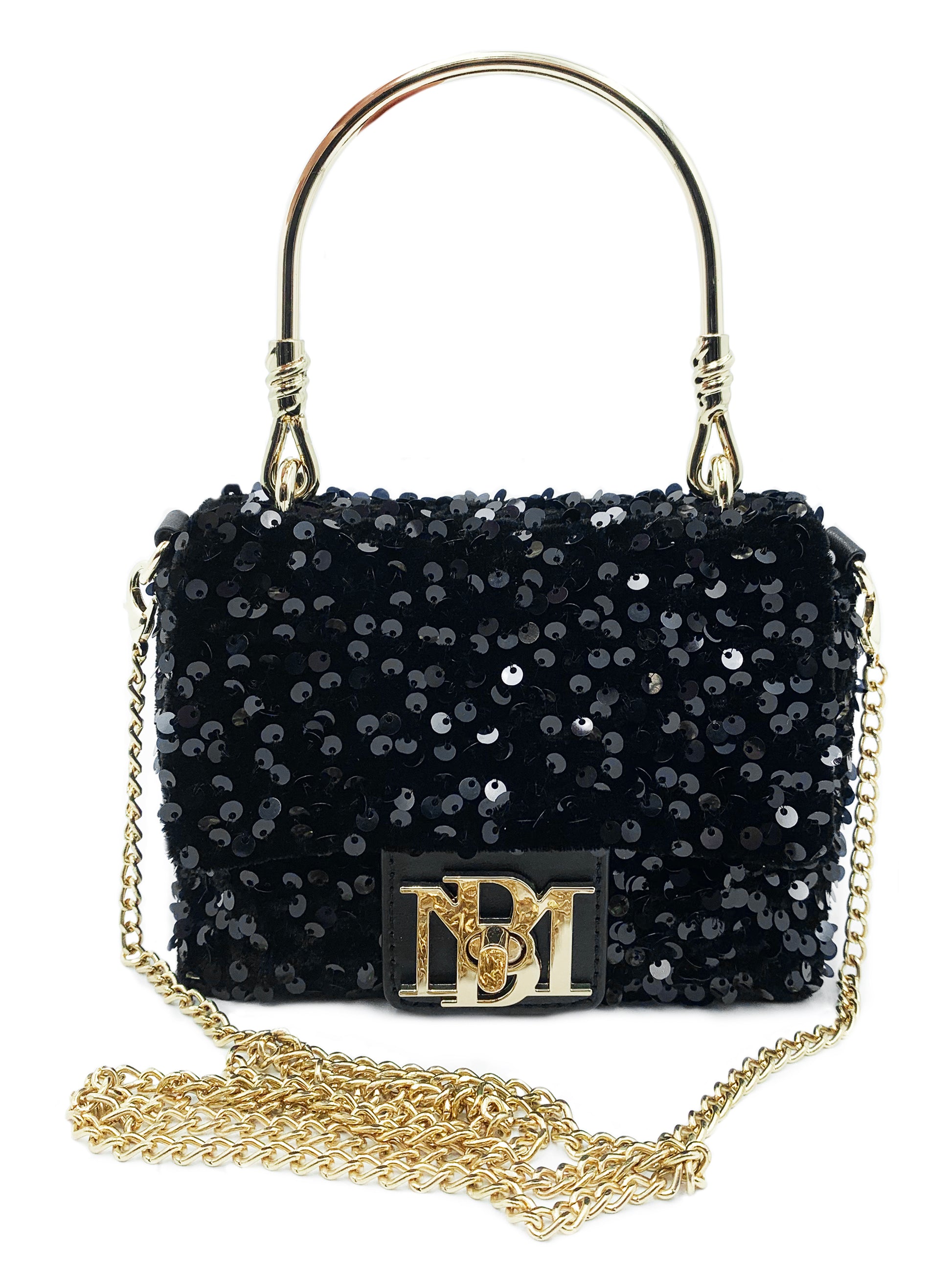 Sequin Gold Metal Handle Bag