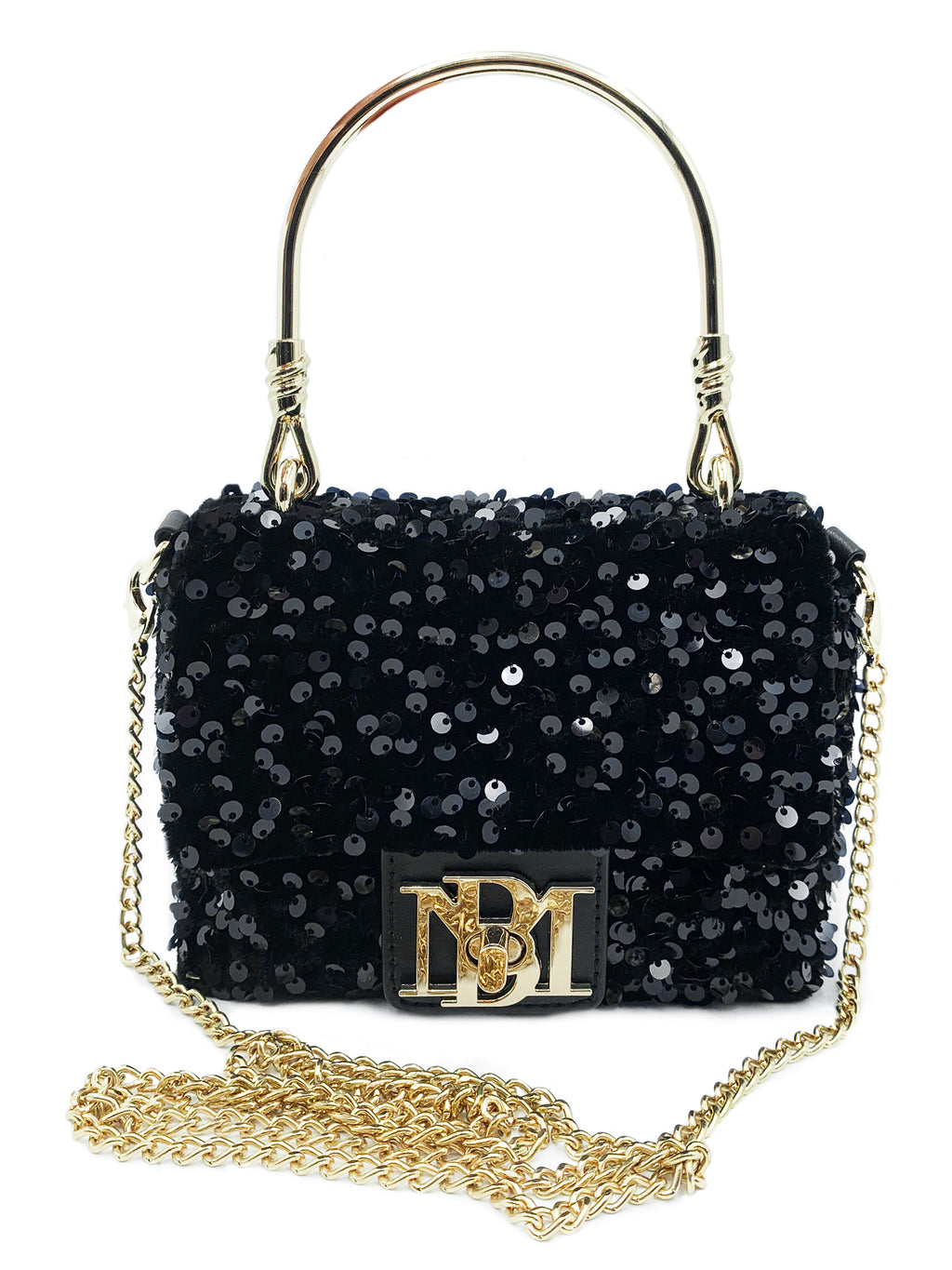 Sequin Gold Metal Handle Bag