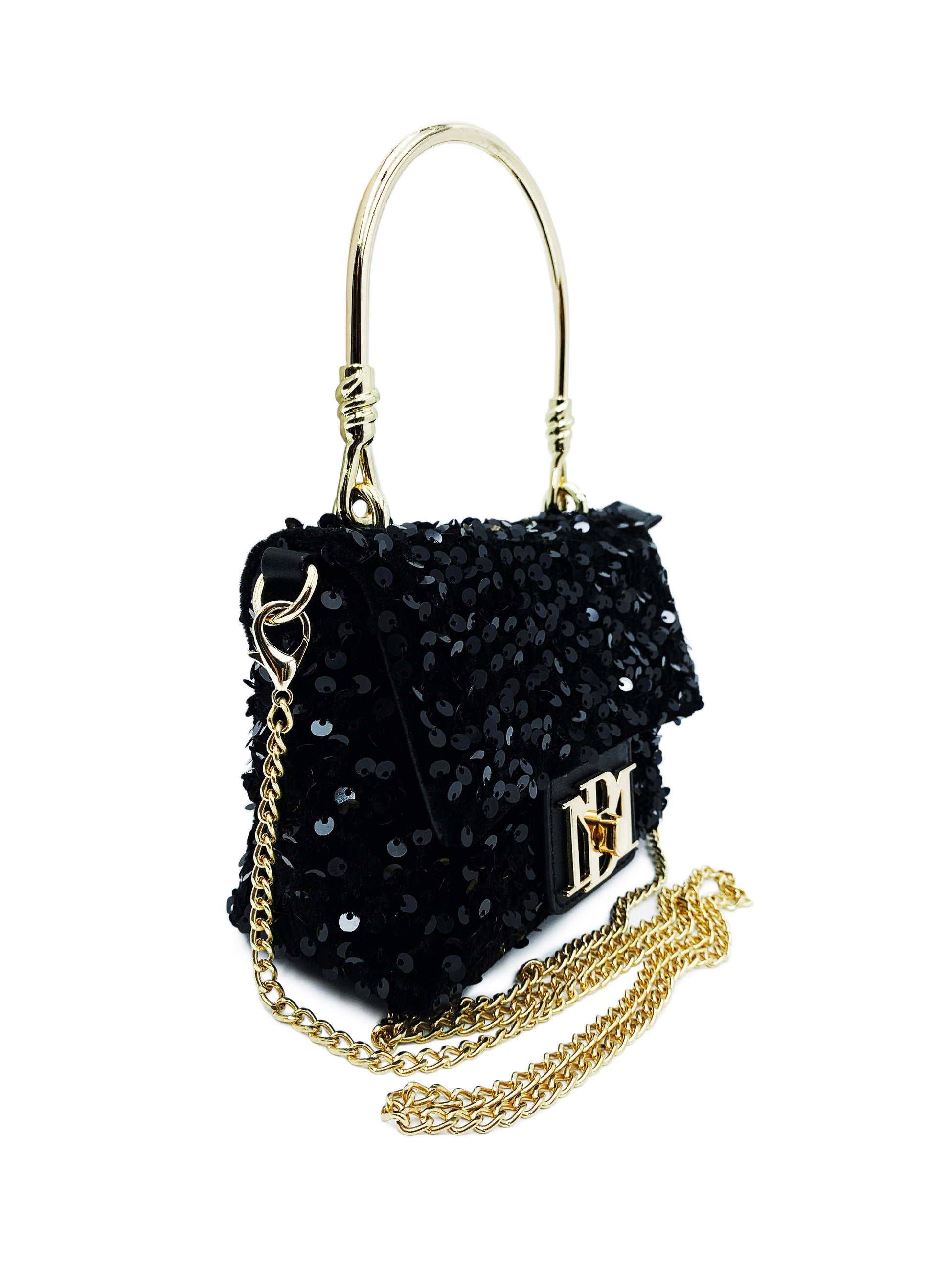 Sequin Gold Metal Handle Bag