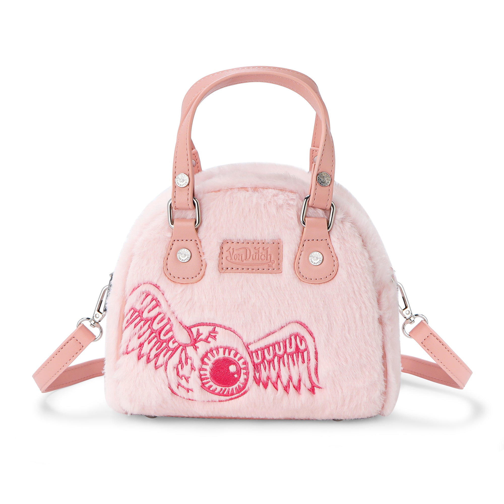 VON DUTCH PINK FURRY BOWLING BAG
