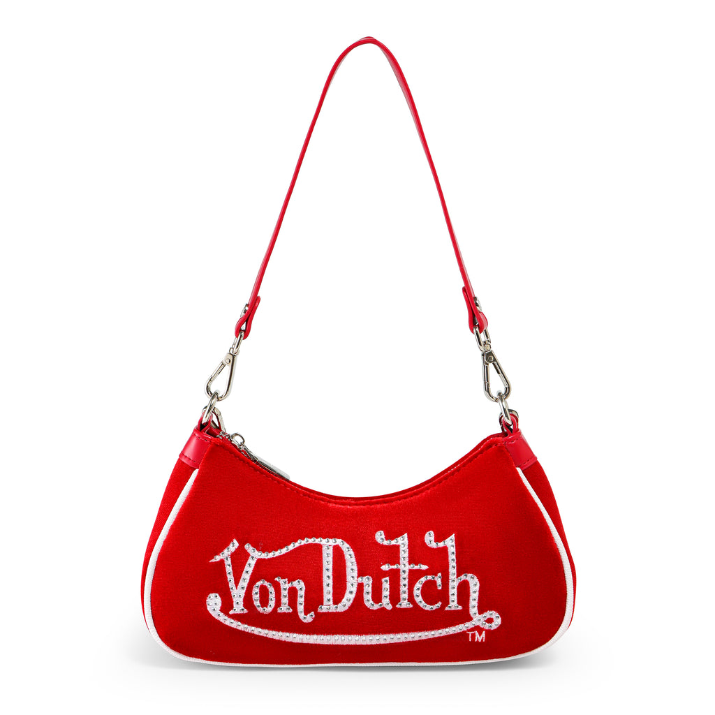VON DUTCH RED AND WHITE SHOULDER BAG