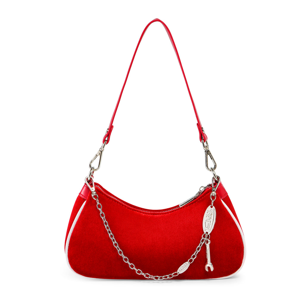 VON DUTCH RED AND WHITE SHOULDER BAG