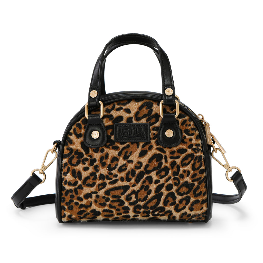 VON DUTCH LEOPARD PONY HAIR BOWLING BAG