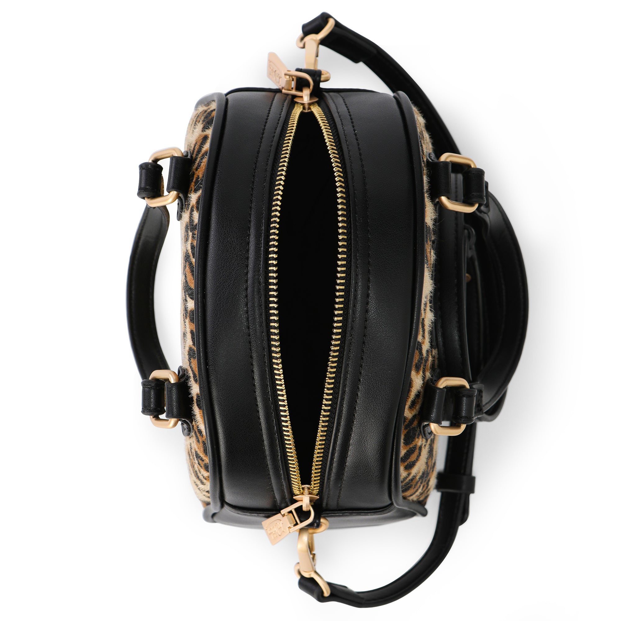 VON DUTCH LEOPARD PONY HAIR BOWLING BAG