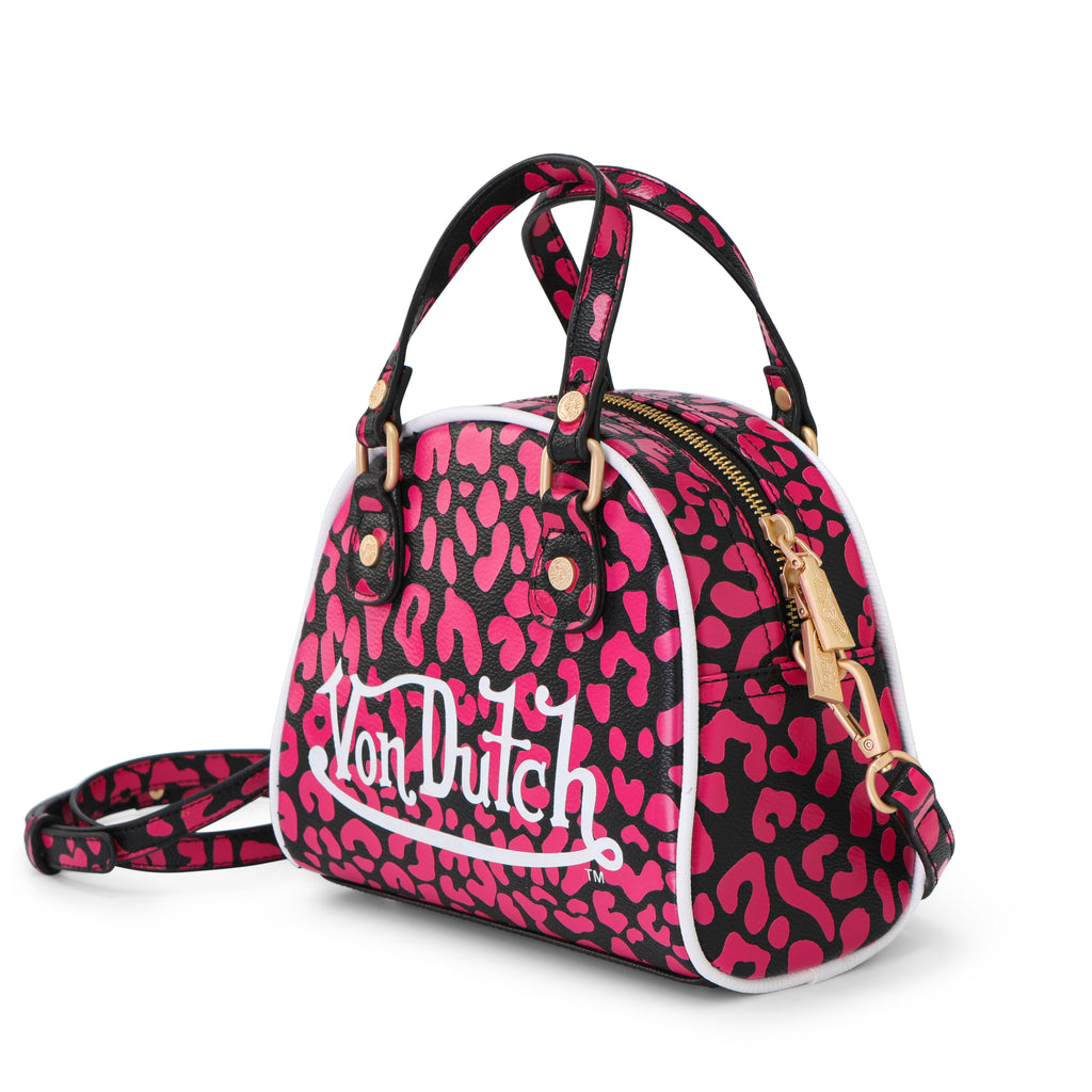 VON DUTCH HOT PINK CHEETAH BOWLING BAG