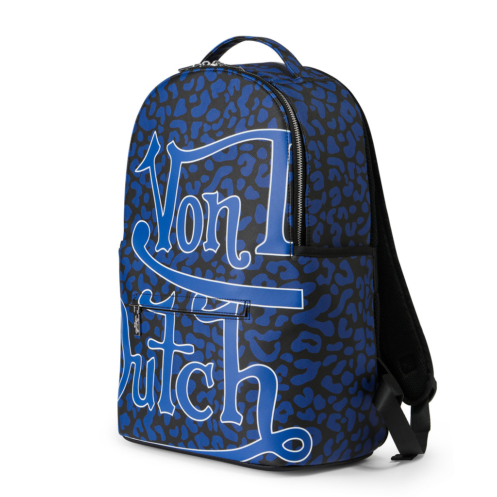 VON DUTCH LARGE SIZED BLUE CHEETAH BACKPACK