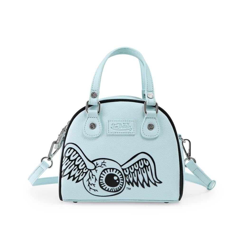 VON DUTCH LIGHT BLUE AND BLACK TWO-TONE BOWLING BAG