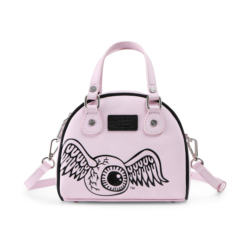 VON DUTCH PINK AND BLACK TWO-TONE BOWLING BAG