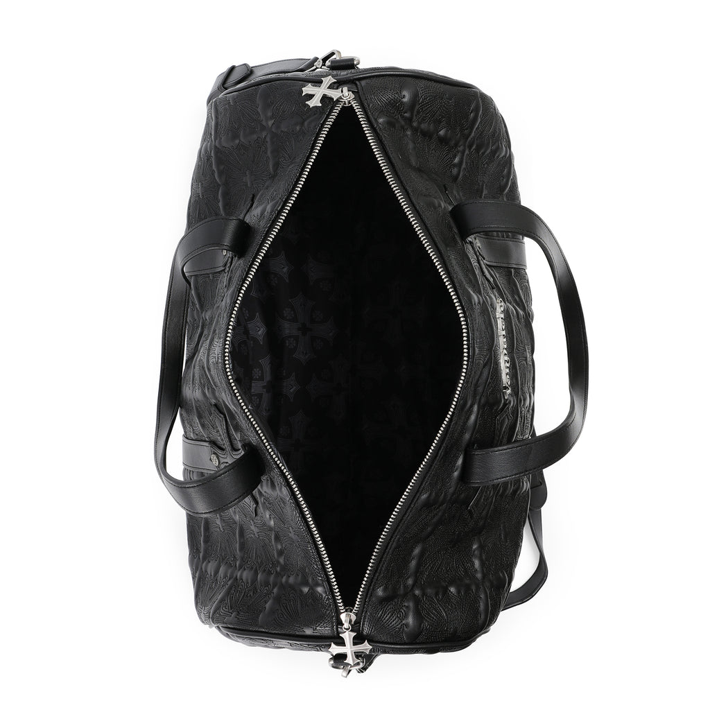 EMBROIDERED CHOPPER DUFFLE BAG - BLACK