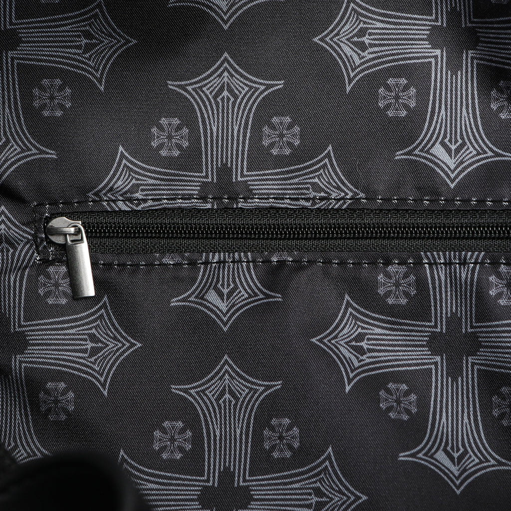 EMBROIDERED CHOPPER DUFFLE BAG - BLACK