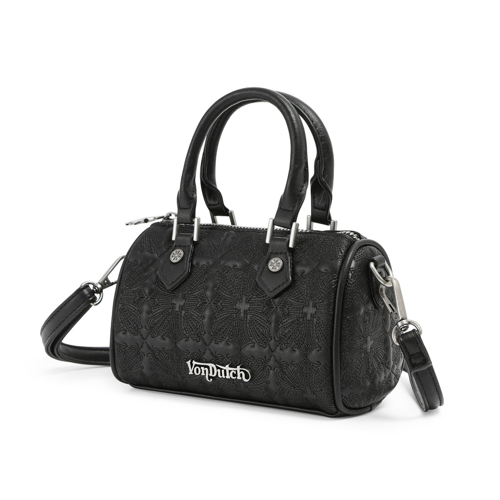 Embroidered Chopper Hanna Bag - Black