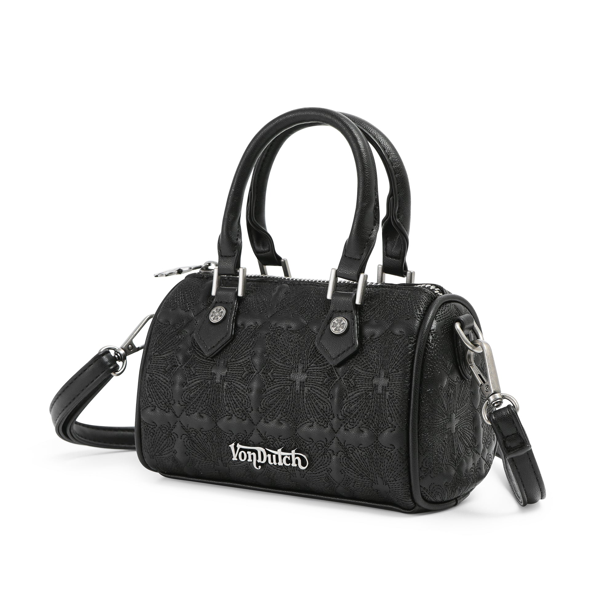Embroidered Chopper Hanna Bag - Black