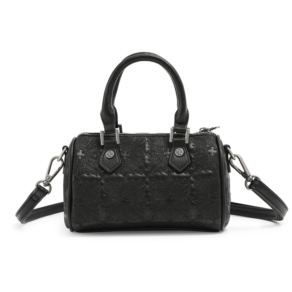 Embroidered Chopper Hanna Bag - Black