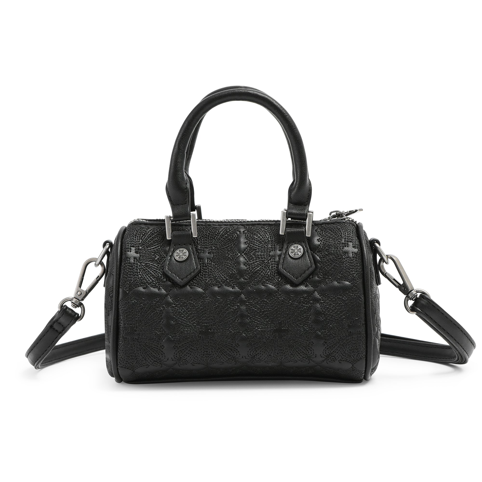 Embroidered Chopper Hanna Bag - Black