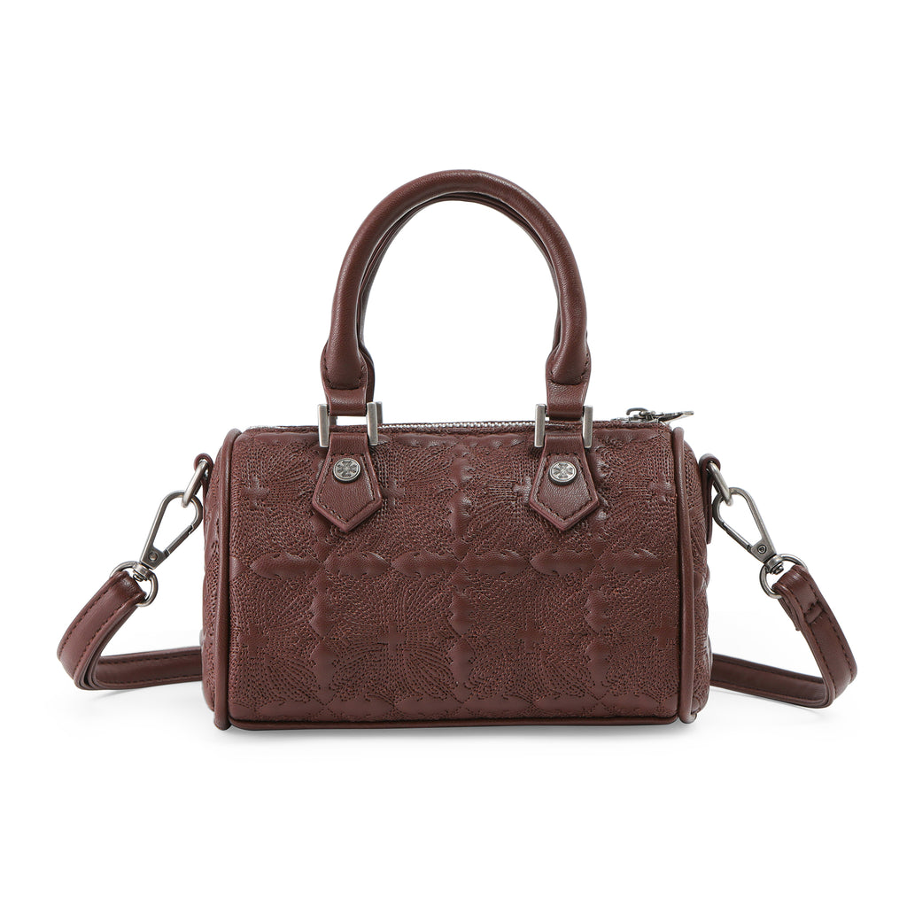 Embroidered Chopper Hanna Bag - Brown