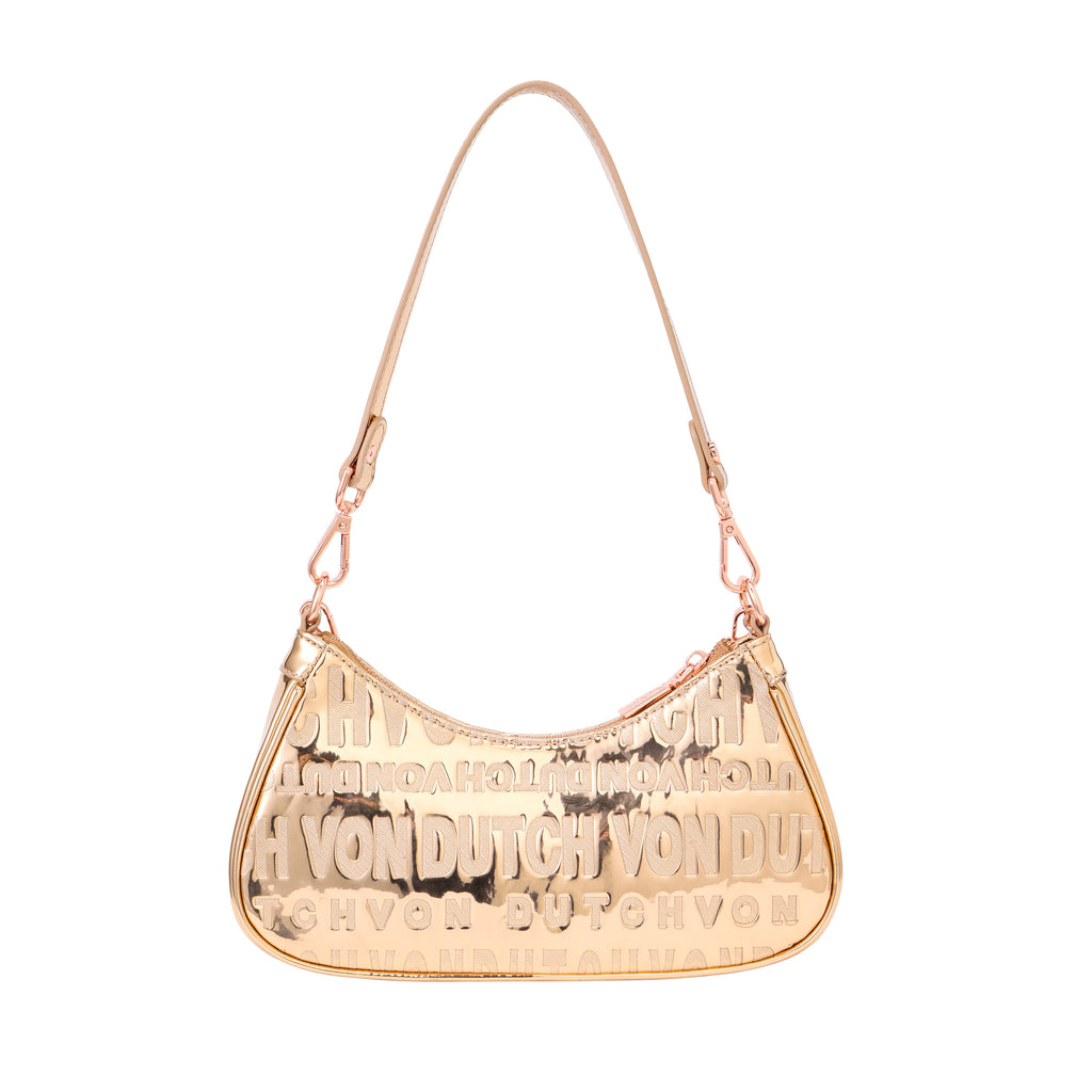 VON DUTCH ROSE GOLD REFLECTIVE SHOULDER BAG