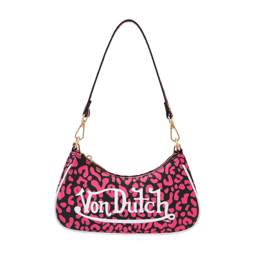 VON DUTCH HOT PINK CHEETAH SHOULDER BAG