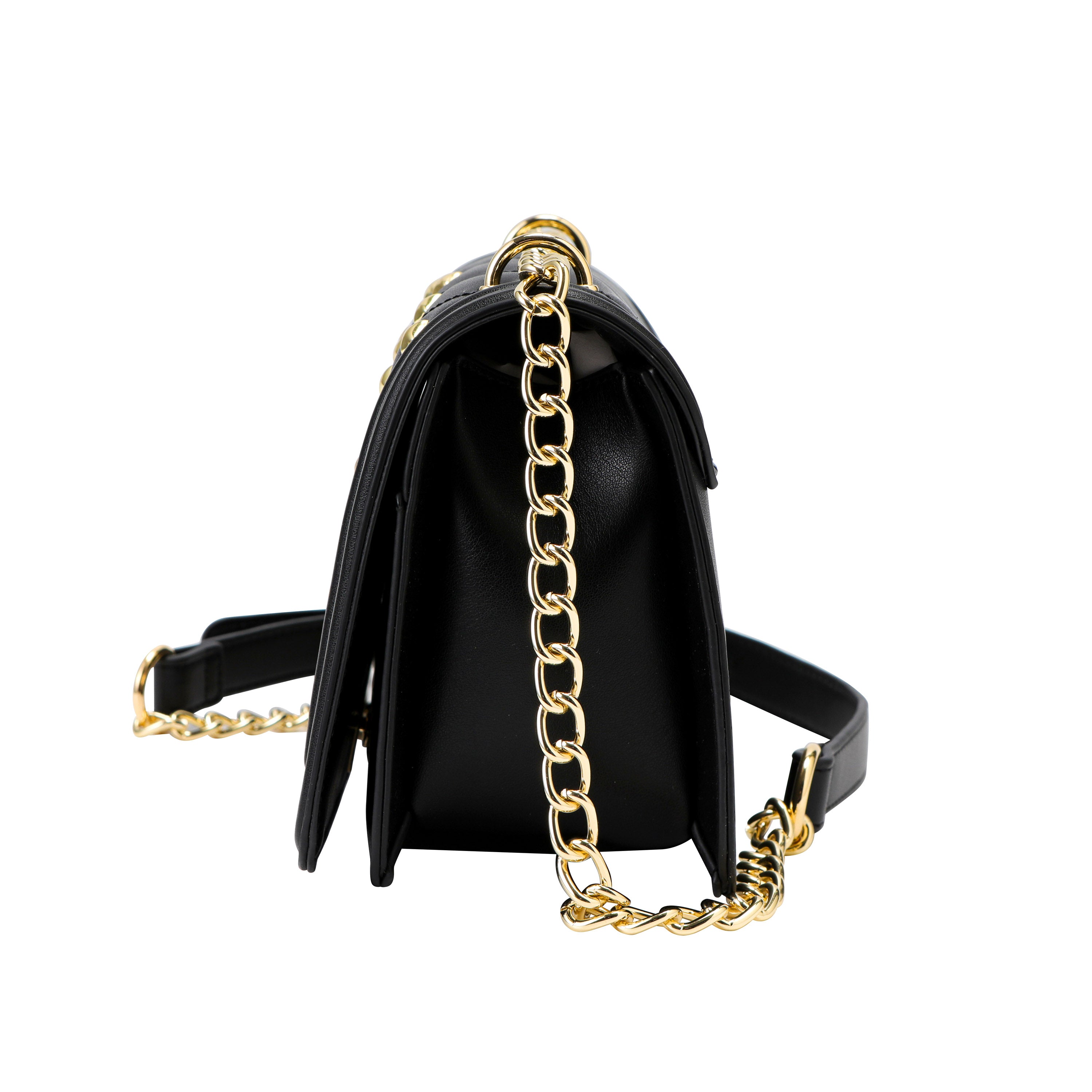 VALENTINO ORLANDI BLACK QUILTED AND STUDDED CROSSBODY
