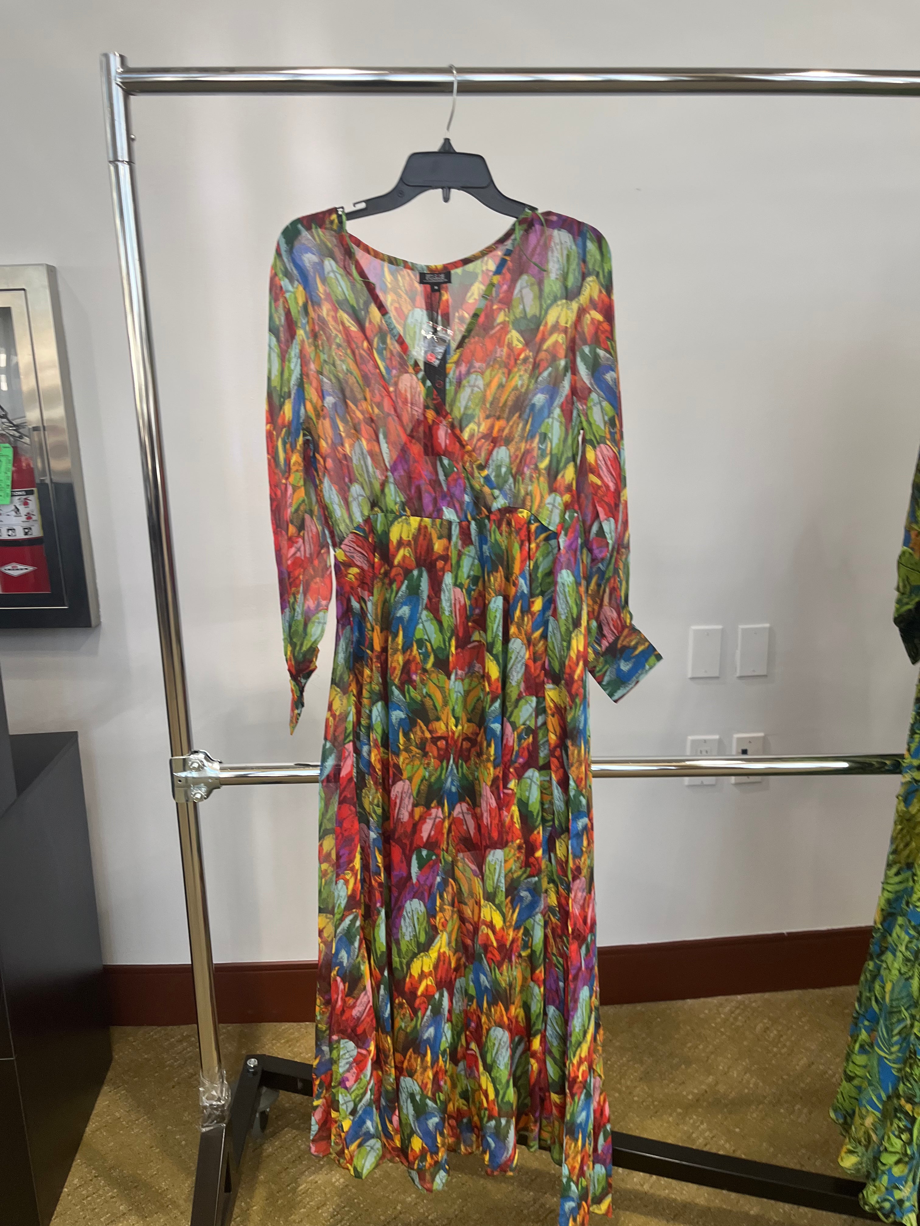 TROPICAL FEATHER - Sheer Maxi Dress