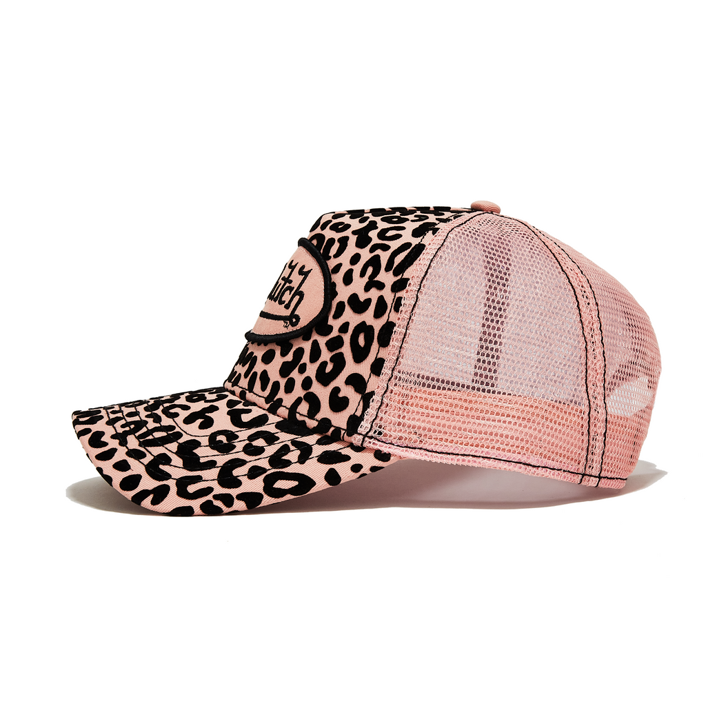 VON DUTCH PINK CHEETAH VELVET TRUCKER HAT