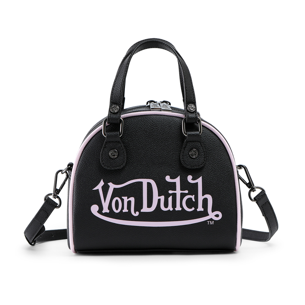 VON DUTCH TWO TONE BLACK AND PINK BOWLING BAG