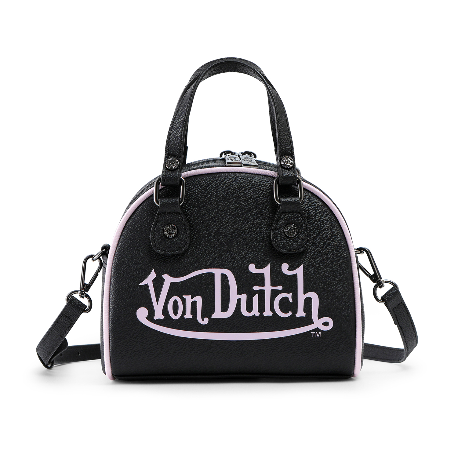 VON DUTCH TWO TONE BLACK AND PINK BOWLING BAG