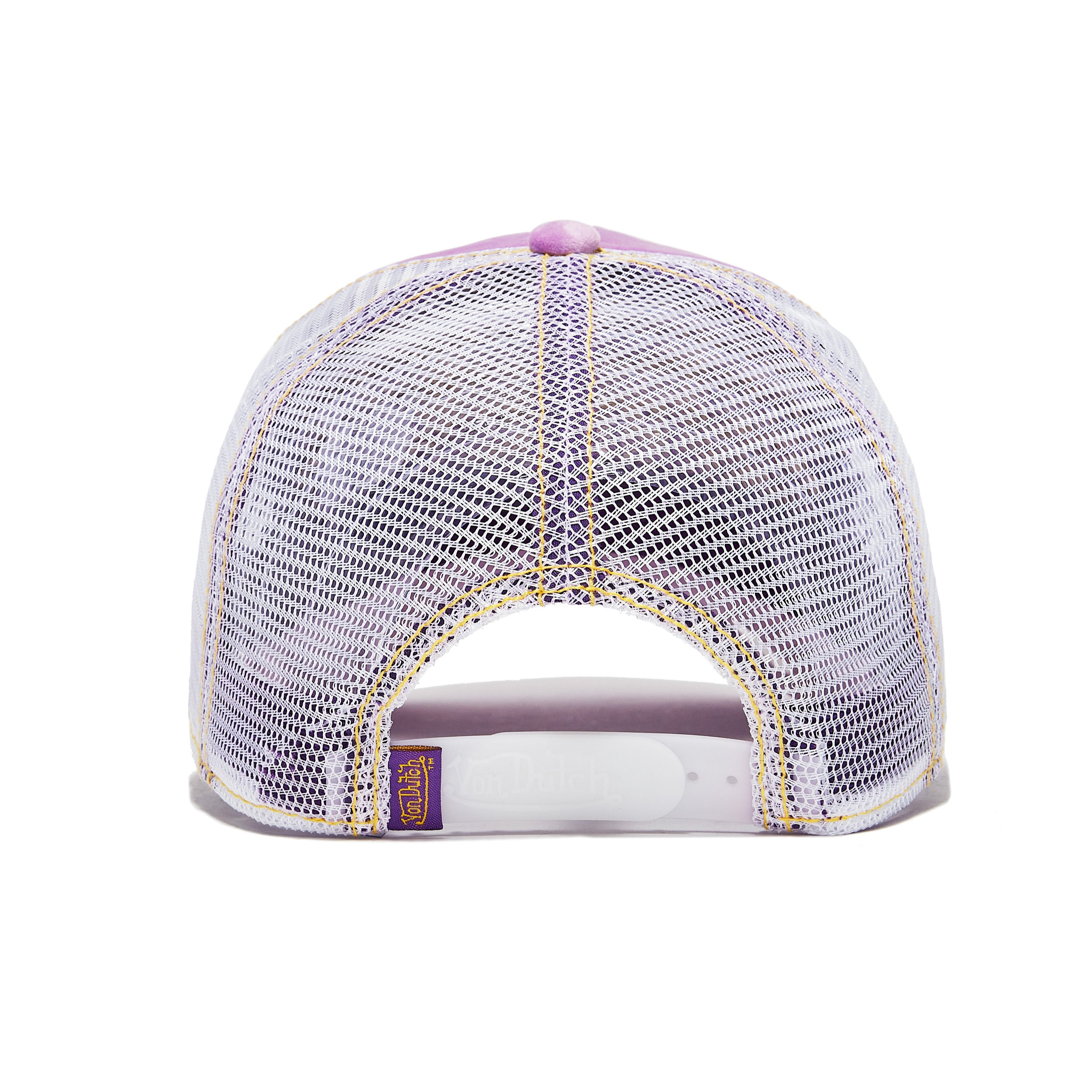 VON DUTCH PURPLE REVERSE LOGO VELVET TRUCKER HAT