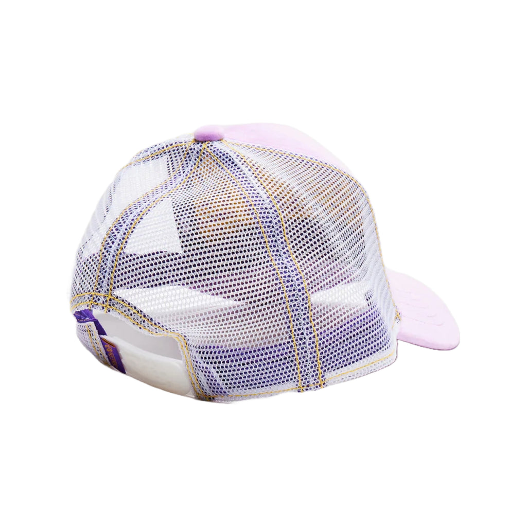 VON DUTCH PURPLE REVERSE LOGO VELVET TRUCKER HAT