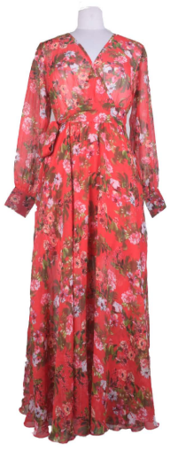 RED FLORAL - Sheer Maxi Dress