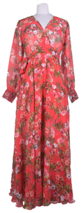 RED FLORAL - Sheer Maxi Dress