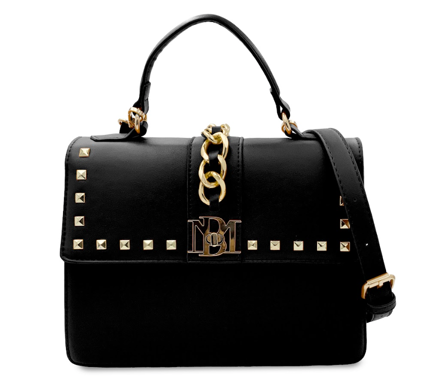 Badgley Mischka Studded Handbag with Chain Detail and Crossbody Strap