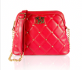 BADGLEY MISCHKA RED QUILTED AND STUDDED CROSSBODY BAG