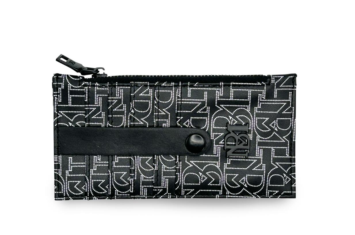BADGLEY MISCHKA BLACK PRINTED CARD HOLDER WALLET