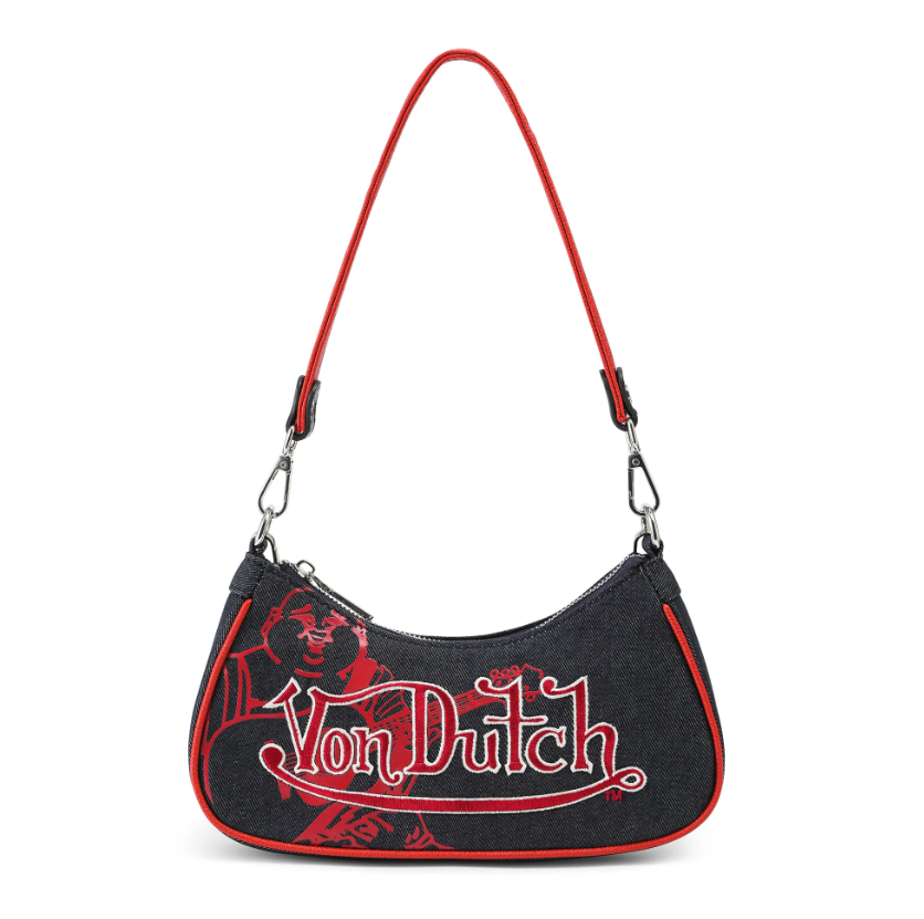 Von Dutch x True Religion Black Denim Shoulder Bag