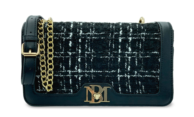 Badgley Mischka Tweed Crossbody Bag with Gold Hardware