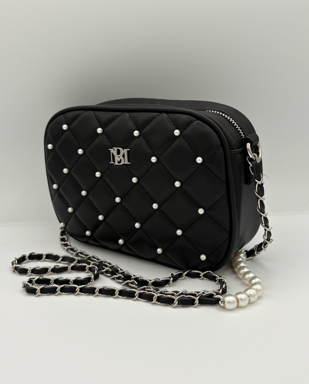 Badgley Mischka Quilted Pearl Mini Purse