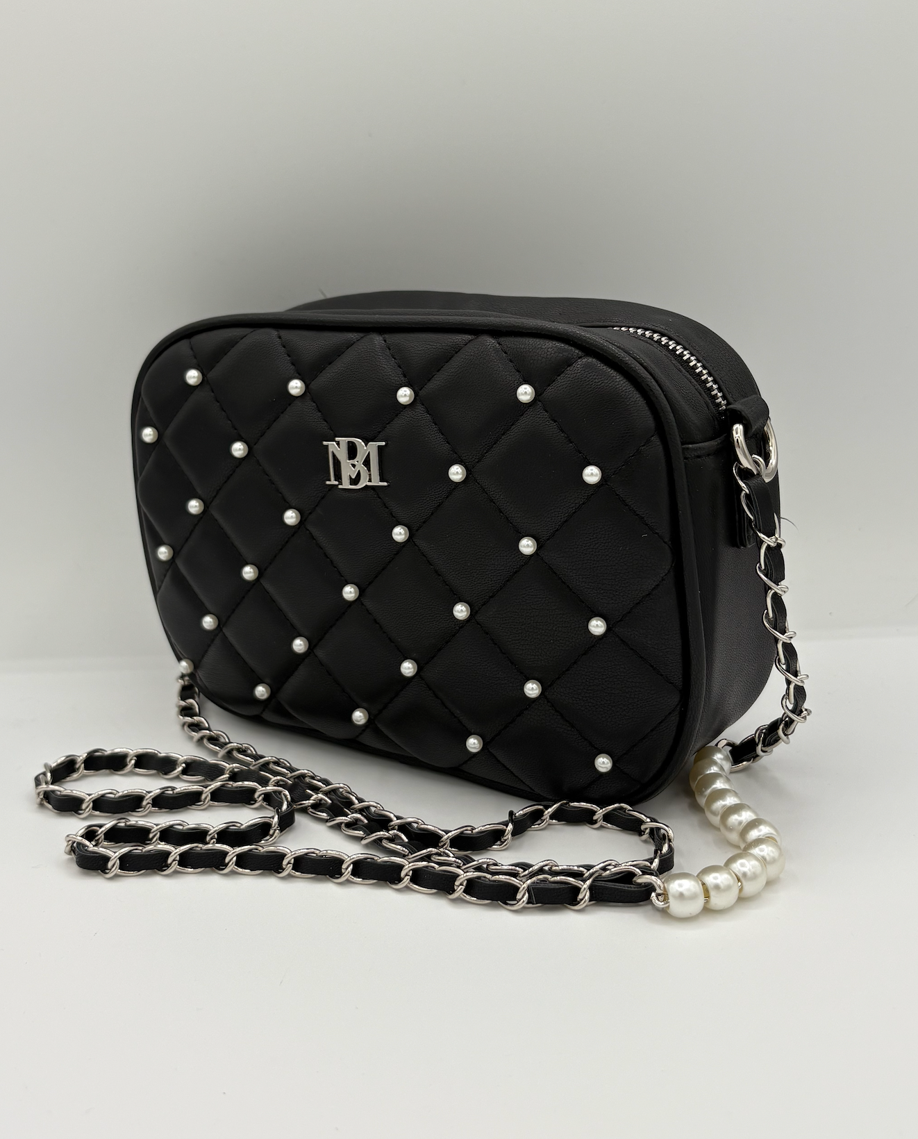 Badgley Mischka Quilted Pearl Mini Purse